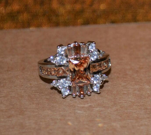 Sterling Silver + Genuine Morganite Ring