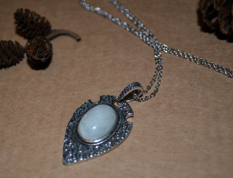 925 Silver + Moonstone Shield Necklace