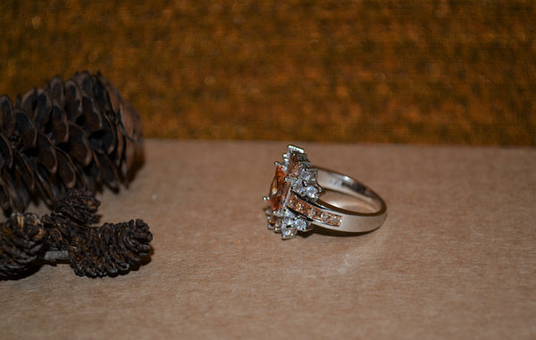 Sterling Silver + Genuine Morganite Ring