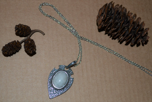 925 Silver + Moonstone Shield Necklace
