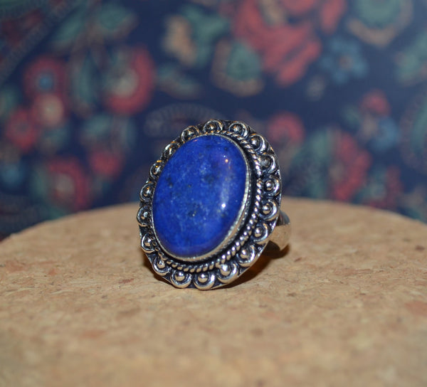 Lapis + German Silver Ring