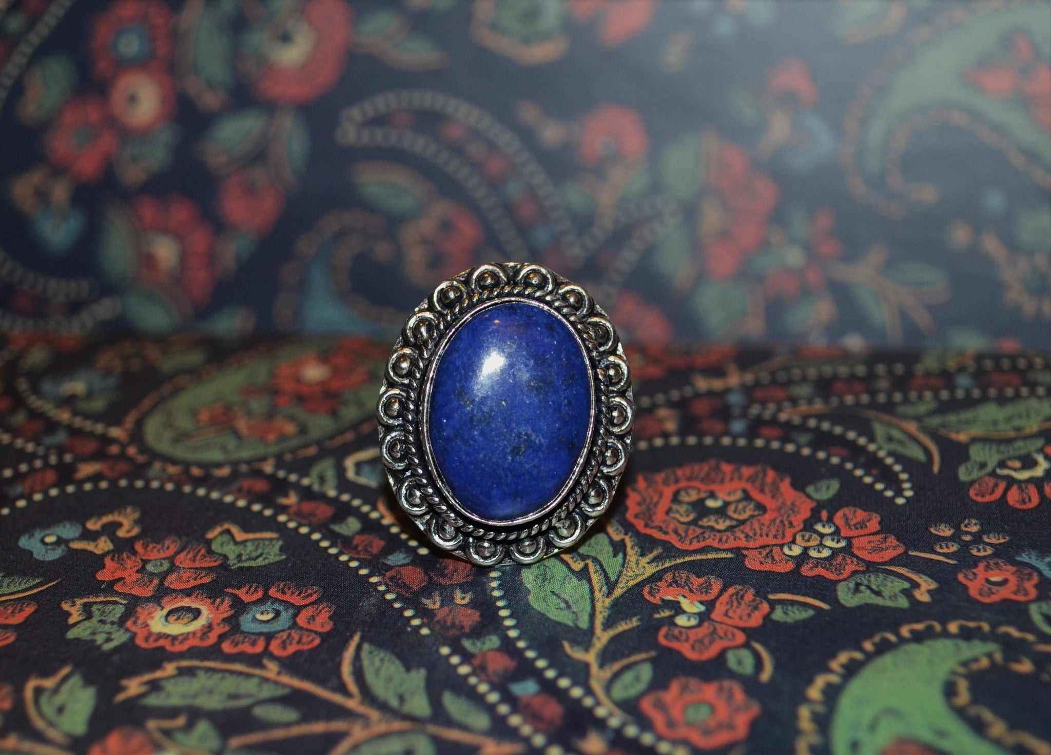 Lapis + German Silver Ring