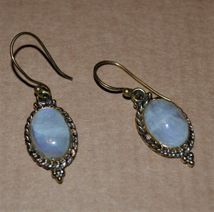Victorian Style Gold Tone Moonstone Earrings