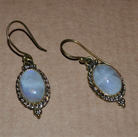 Victorian Style Gold Tone Moonstone Earrings