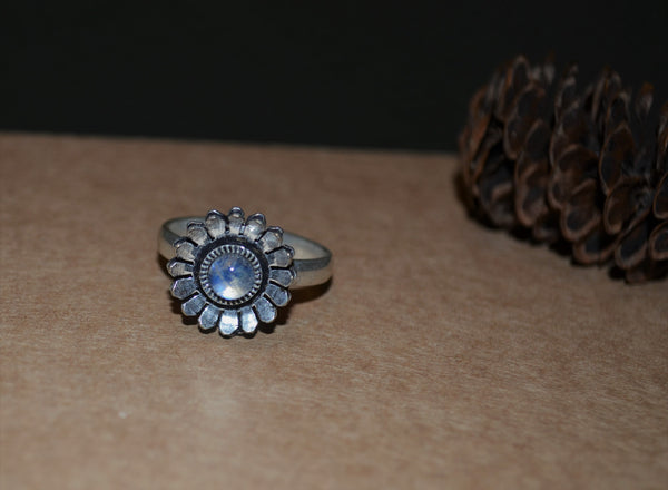 Handmade Moonstone Flower Ring