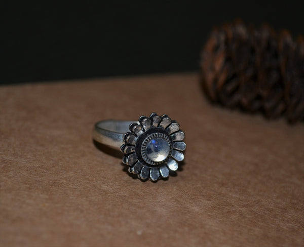 Handmade Moonstone Flower Ring