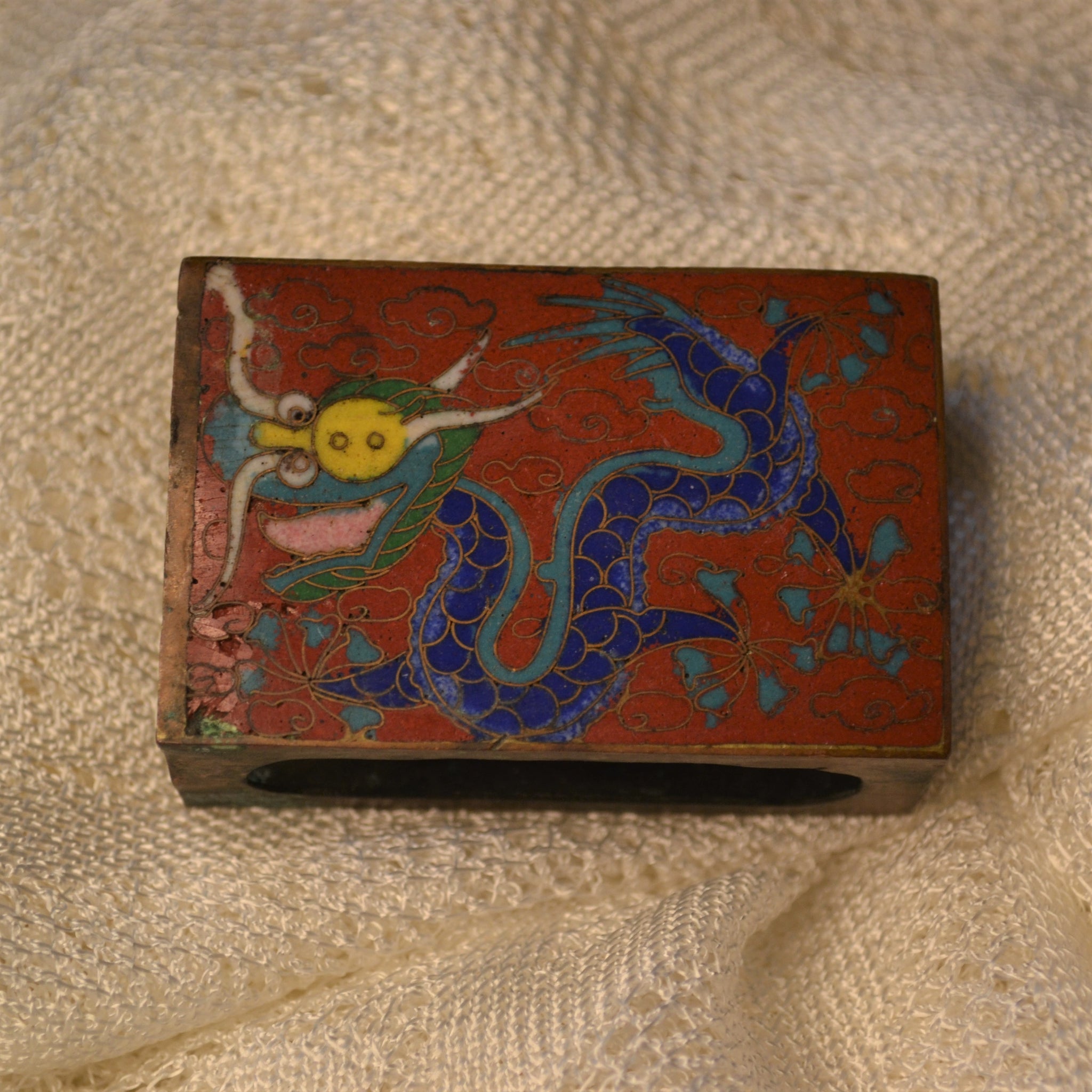 Vintage Double Sided Dragon Match Case