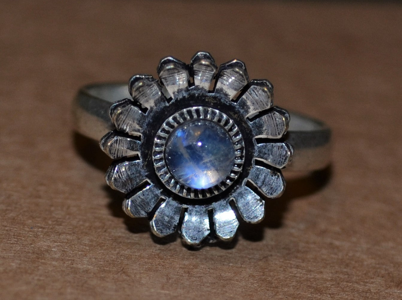 Handmade Moonstone Flower Ring