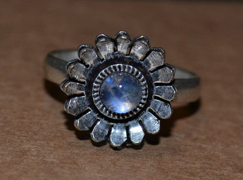 Handmade Moonstone Flower Ring