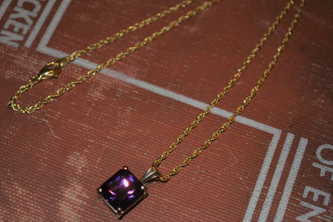 Magical Purple + Gold Square Necklace