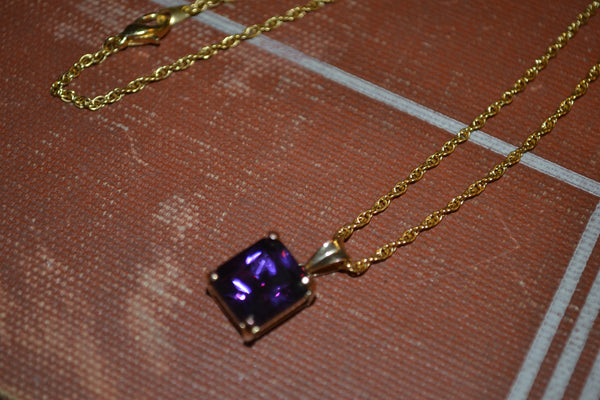 Magical Purple + Gold Square Necklace