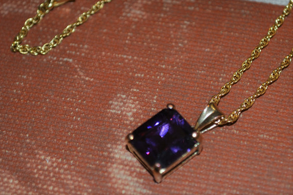 Magical Purple + Gold Square Necklace