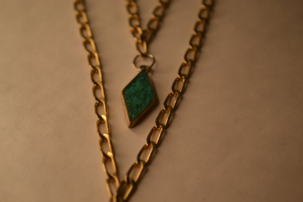 Handmade Moonface & Turquoise Necklace (Recycled Jewelry Parts)