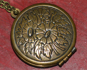 Vintage Floral Bronze Locket Necklace