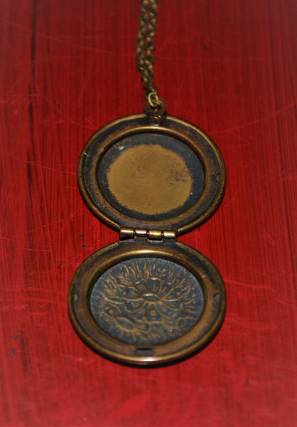Vintage Floral Bronze Locket Necklace