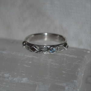 Sterling Silver Blue Topaz + Amethyst Ring (0.3ct)