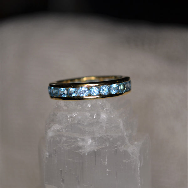 Gold Plated Sterling Silver Blue Topaz Band Ring (2.7ct)