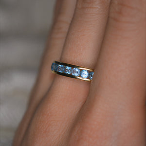 Gold Plated Sterling Silver Blue Topaz Band Ring (2.7ct)