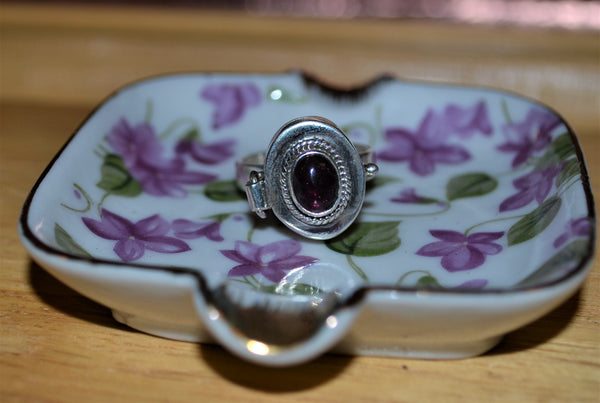 Red Garnet Oval Poison Ring