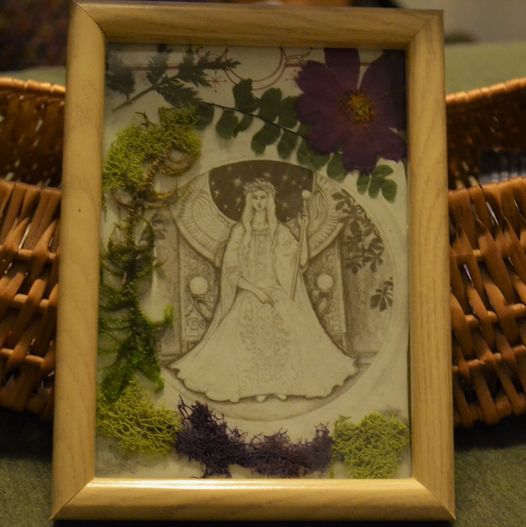 Goddess Framed Art with Real Moss + Forest Plants