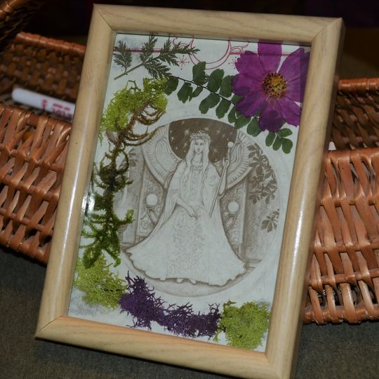Goddess Framed Art with Real Moss + Forest Plants
