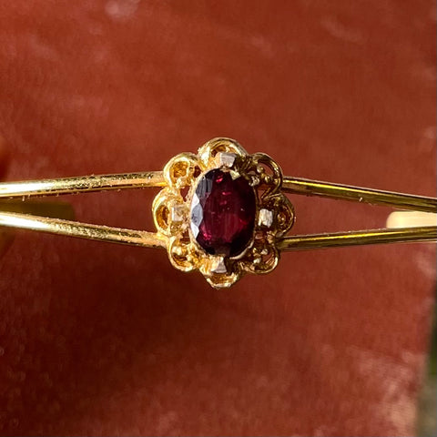Vintage Prong Set Garnet Gem Cuff Bracelet