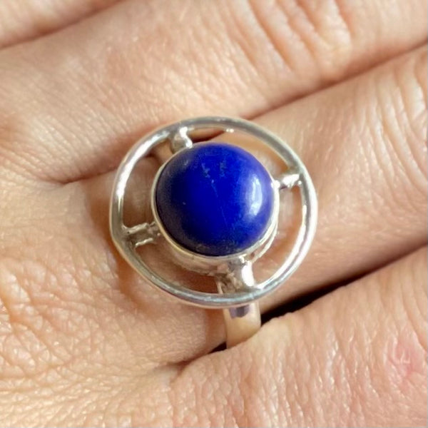 Lapis Lazuli Silver Abstract Ring