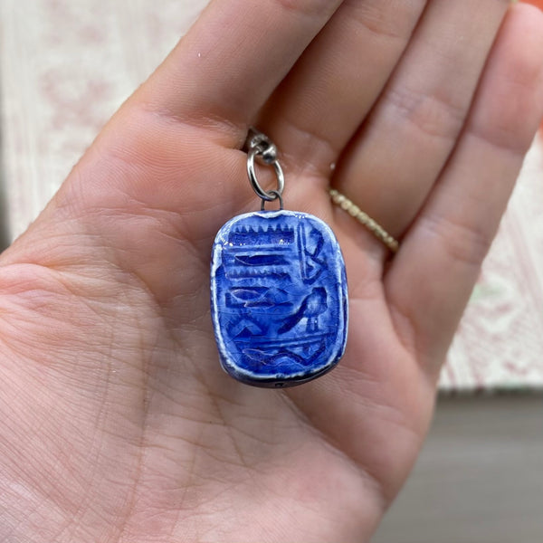 1970’s Carved Glass Scarab Beetle Pendant