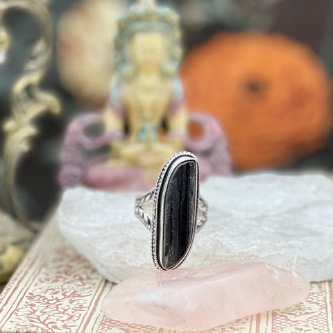 Black Tourmaline Protection Silver Ring