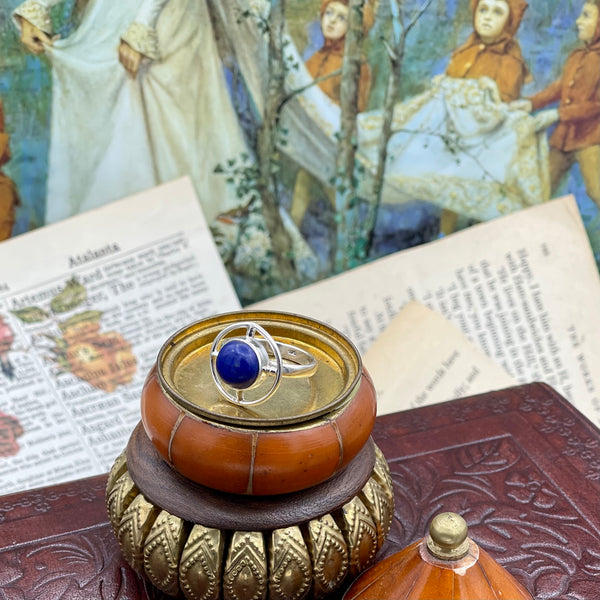 Lapis Lazuli Silver Abstract Ring
