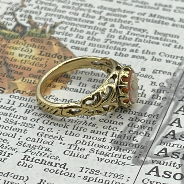 Vintage Gold Plated Filigree Cameo Ring