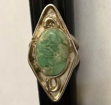 Vintage Handmade Sterling Silver Ring with Light Turquoise Stone