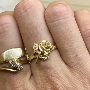 Vintage 14kt Diamond Cut Rose Ring