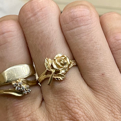 Vintage 14kt Diamond Cut Rose Ring
