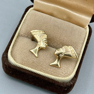 Vintage 14kt Gold Egyptian Revival Pharaoh Earrings