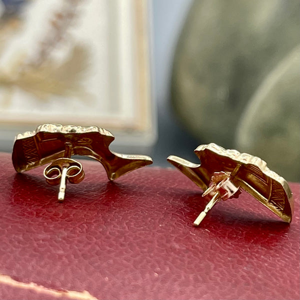 Vintage 14kt Gold Egyptian Revival Pharaoh Earrings