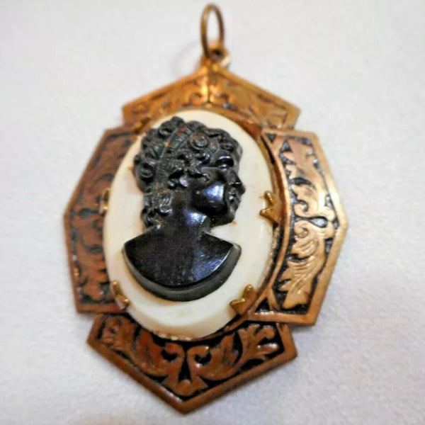 Vintage Black and White Cameo Pendant