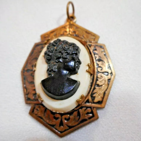 Vintage Black and White Cameo Pendant