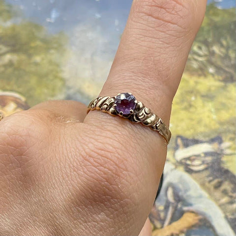 Art Deco 14kt Solitaire Amethyst Ring