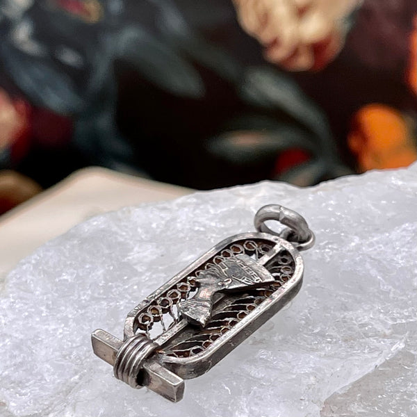 Vintage Egyptian Revival Silver Nefertiti Pendant