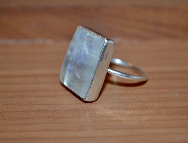 Moonstone Square 925 Silver Ring