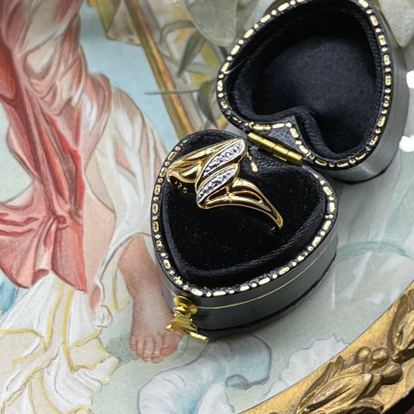 Vintage 14kt Gold Plated Sterling Silver Ring - Two Tone