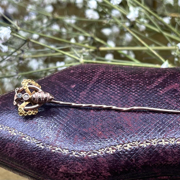 RARE Victorian 10kt Gold Bumblebee Insect Stickpin