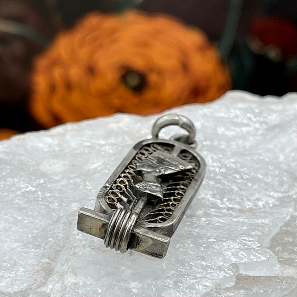 Vintage Egyptian Revival Silver Nefertiti Pendant