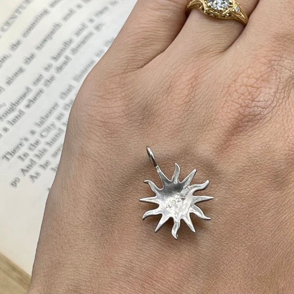 Vintage Small Sterling Silver Sun Face Pendant