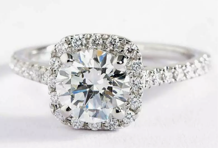 18kt White Gold Plated Halo Ring