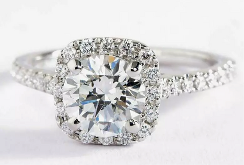 18kt White Gold Plated Halo Ring