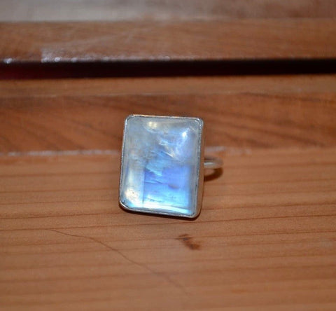 Moonstone Square 925 Silver Ring