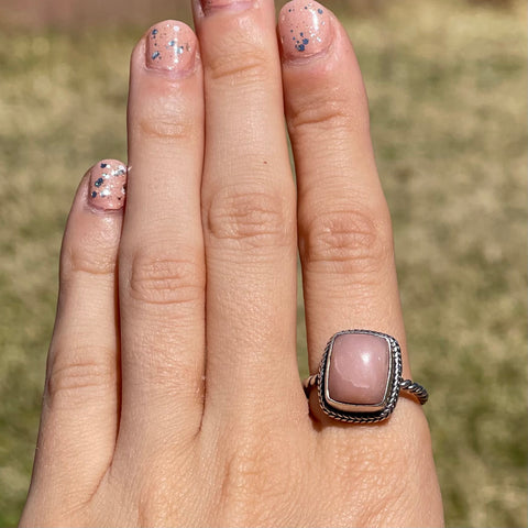 Vintage Rose Quartz Sterling Silver Ring