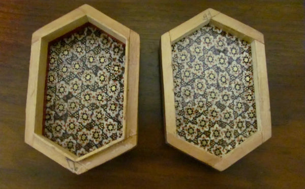 Vintage Bohemian Hand painted Wooden Ring/Trinket Boxes